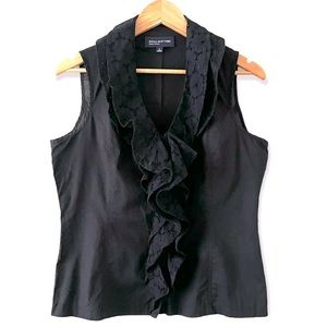 Jones New York Signature Eyelet Ruffled Trim Sleeveless Top